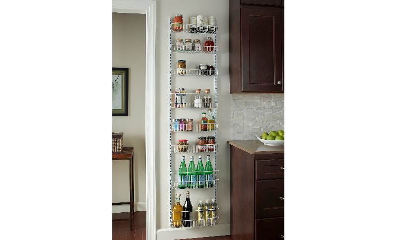 lot 7 image: New In Box (Damaged box) ClosetMaid 8-Tier Over-the-Door Adjustable Wire Rack - White