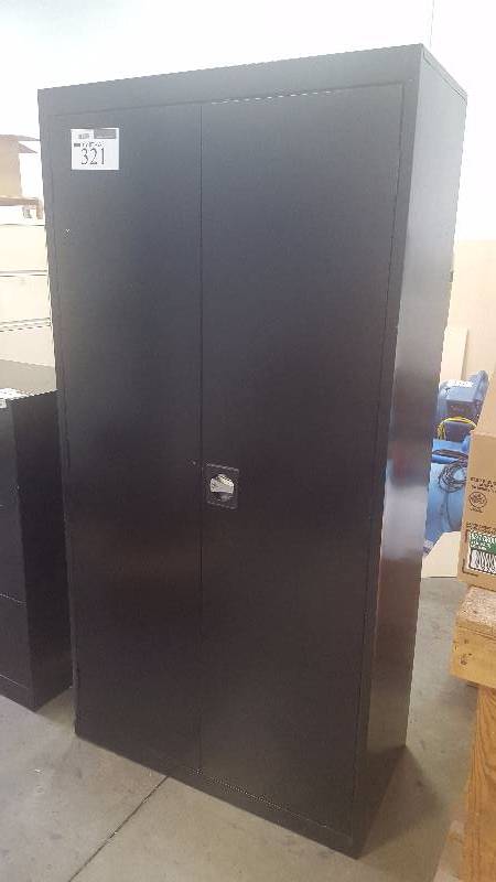 lot 321 image: 2-Door 4-Shelf Metal Storage Cabinet