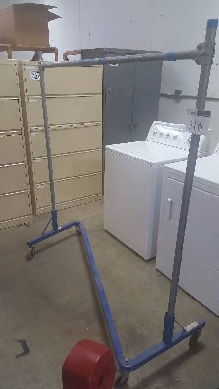 lot 316 image: Rolling Metal Clothes Rack
