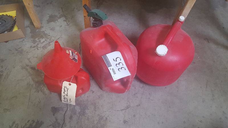 lot 335 image: Lot of (3) Plastic Gasoline Cans