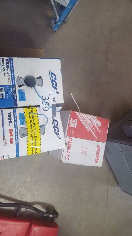 lot 359 image: Lot of (3) Partial Spools of Cat5e Cable