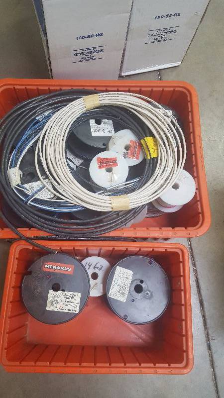 lot 360 image: Lot of (2) Bins of Partial Spools Various Gauge Wire