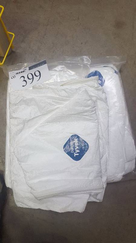 lot 399 image: Lot of (3) Dupont Tyvek White Jump Suits