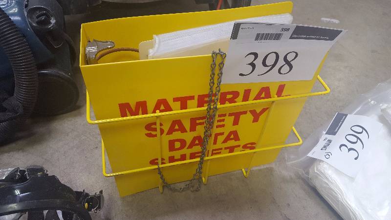 lot 398 image: Material Safety Data Sheets In Binder w Storage Rack