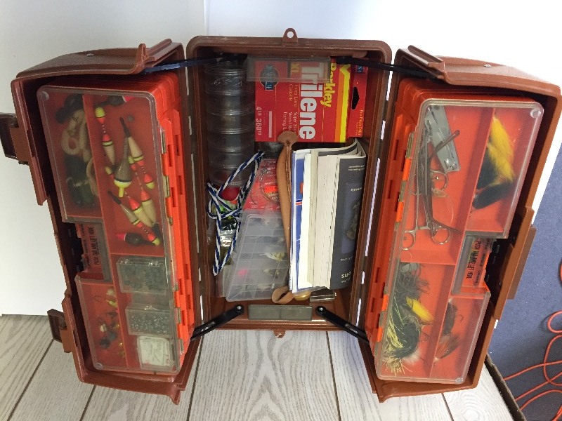 Adventurer Flambeau 1986 Fishing Tackle Box full of Tackle, Vintage Fishing  Equipment, Antique Oil Lamps, Copper Fittings, Oneida Bow, Lemax Halloween  Village