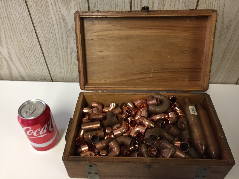 lot 60 image: Copper Fittings in Wooden Box