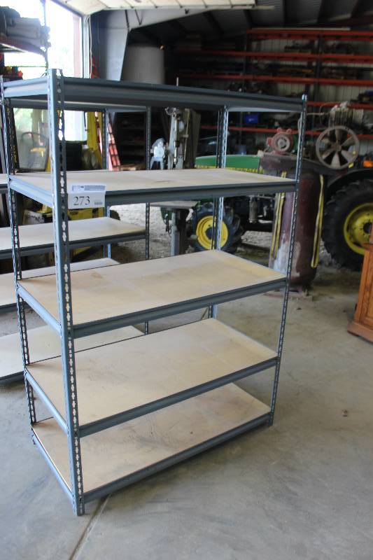 lot 273 image: 5-wood Shelf Adjustable Metal Storage Rack