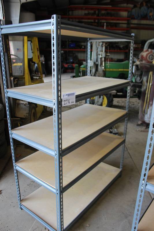 lot 274 image: 5-wood Shelf Adjustable Metal Storage Rack