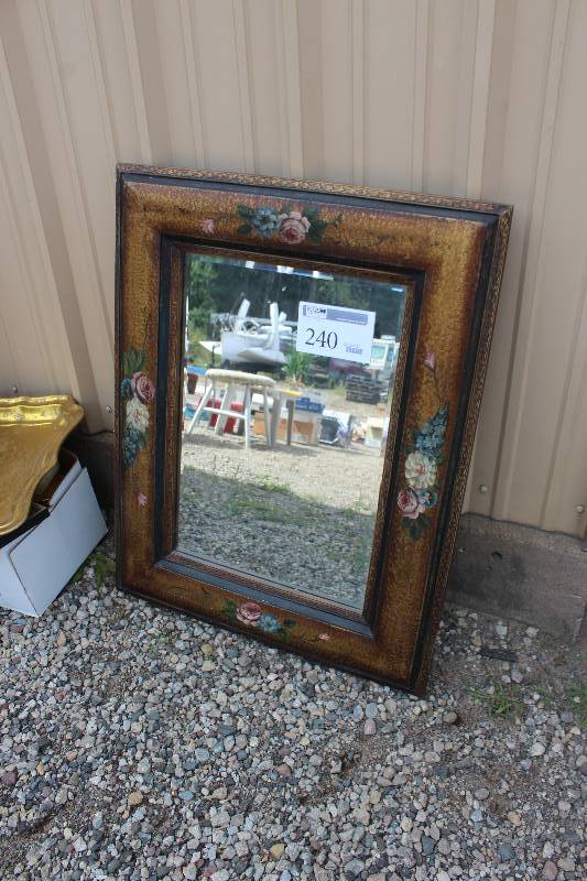 lot 240 image: Roses Decorative Wood Frame Wall Mirror