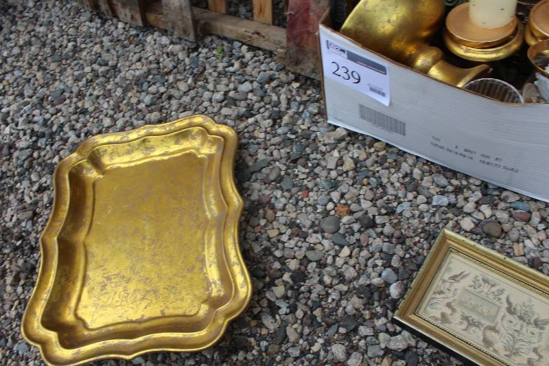lot 239 image: Serving Tray, Candle Holders, Decorative Box, And More