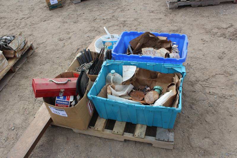 lot 183 image: Toolbox, Hardware, Shelf Brackets, Grinding Wheels, And More