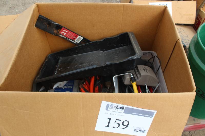 lot 159 image: Painting Equipment Includes Trays, Rollers, Cutters, Nails, Caulk, And More