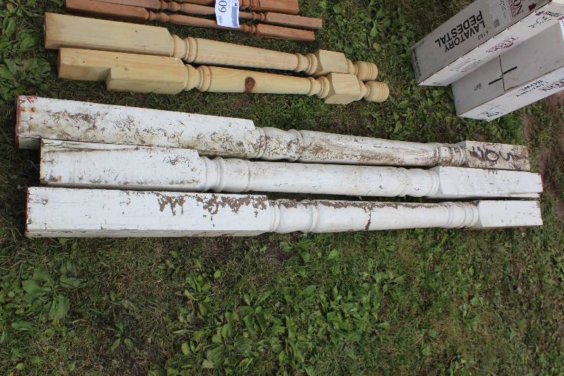lot 106 image: Lot of (3) Wood Porch Pillars