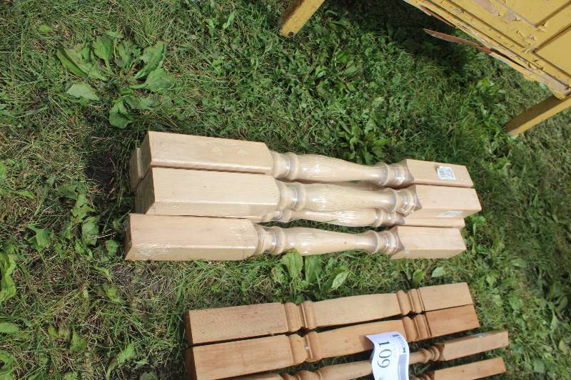 lot 108 image: Lot of (5) Hemlock Wood Pillars