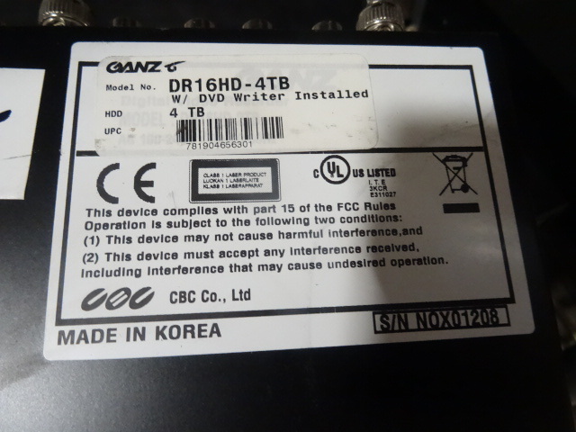 Ganz Digital Video Recorder Model DR16HD-4TB