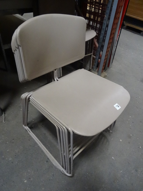 5 Metal Framed Stack Chairs