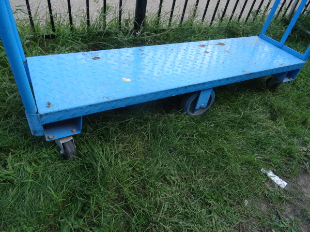 4 Wheel Metal Warehouse Cart With 2 Removable Handles