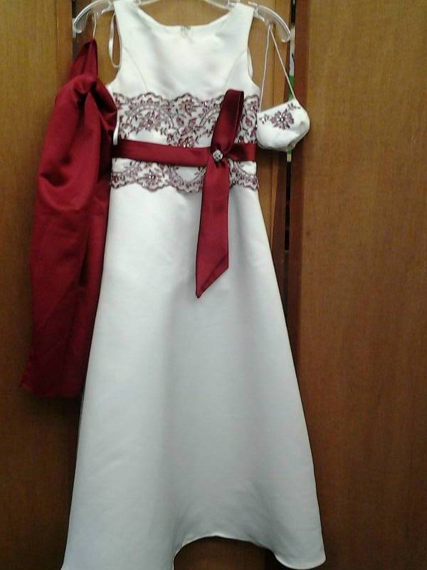 Girls Size 8 Marys Bridal Dress With Shawl & Purse