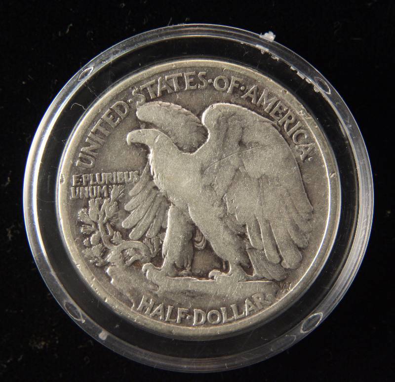 lot 42 image: 1937 WALKING LIBERTY SILVER HALF DOLLAR IN AIRTITE HOLDER