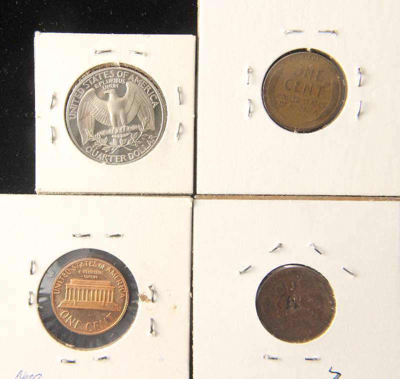 lot 56 image: 1919-D & 1920 WHEAT 1C, 1981-S PROOF 1C & 1979-S PROOF 25C