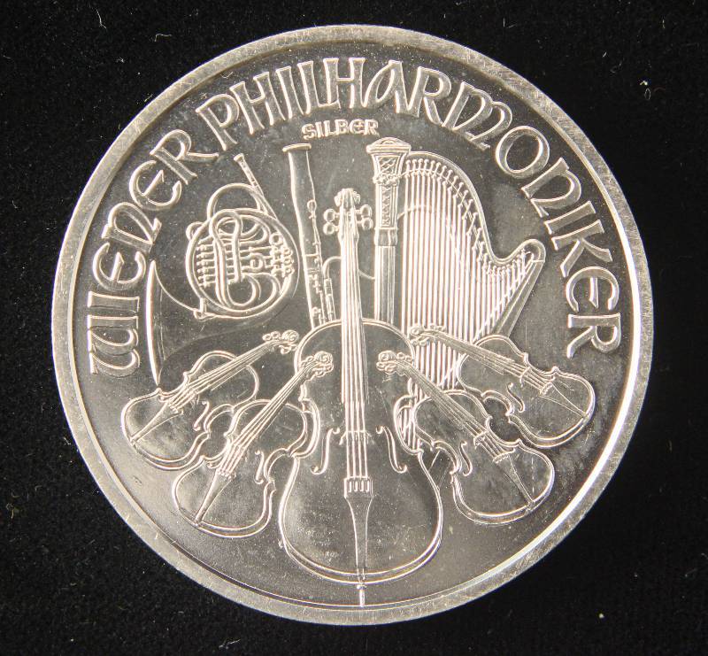 lot 57 image: 2014 AUSTRIA PHILHARMONIC 1 TROY OZ. .999 FINE SILVER
