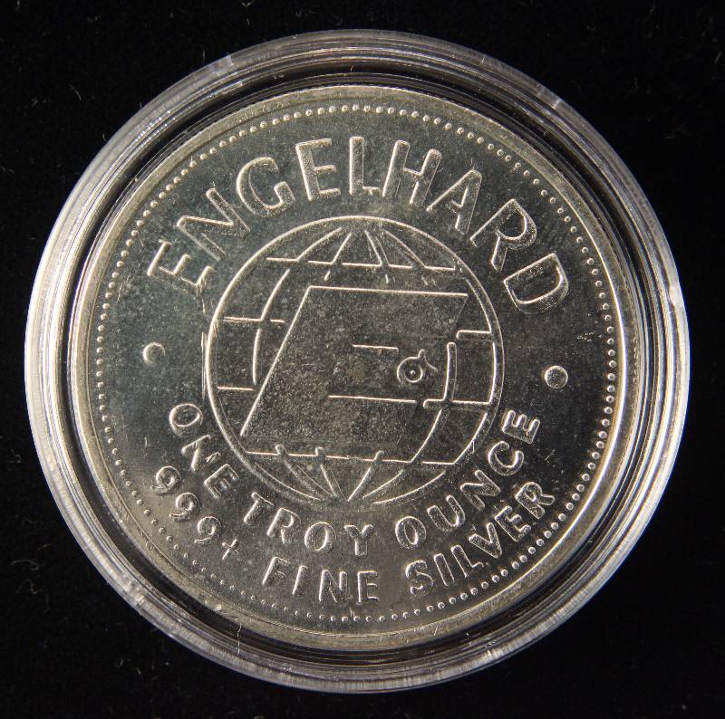 lot 63 image: 1 TROY OZ. .999 FINE SILVER ENGELHARD 1982 THE AMERICAN PROSPECTOR IN AIRTITE