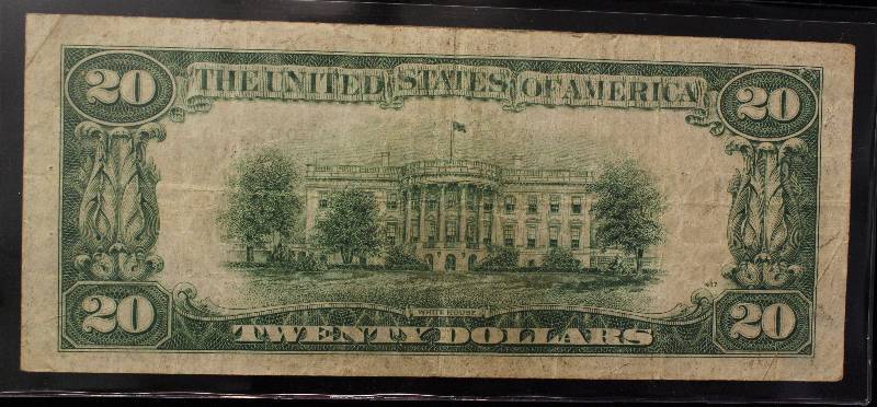 lot 21-A image: 1934 US $20 FEDERAL RESERVE NOTE KANSAS CITY FINE