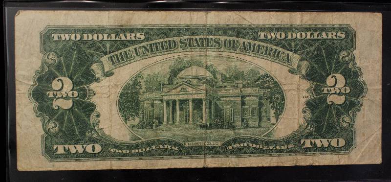 lot 26-A image: 1928-D US $2 RED SEAL FEDERAL RESERVE NOTE FINE