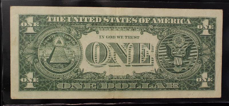 lot 42-A image: 1957 $1 US FEDERAL RESERVE SILVER CERTIFICATE AU