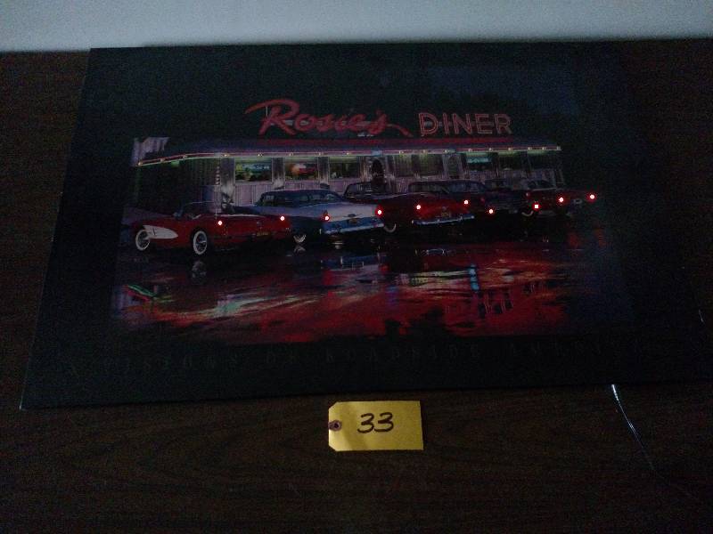 lot 33 image: Rosies Diner Illuminated Sign, 36x...