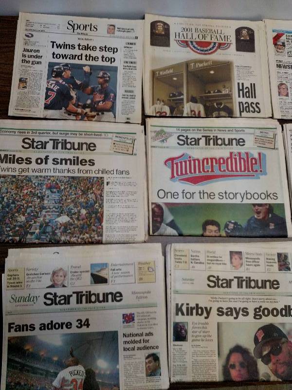 lot 149 image: Asstd MN Twins Newspapers & Magazi...