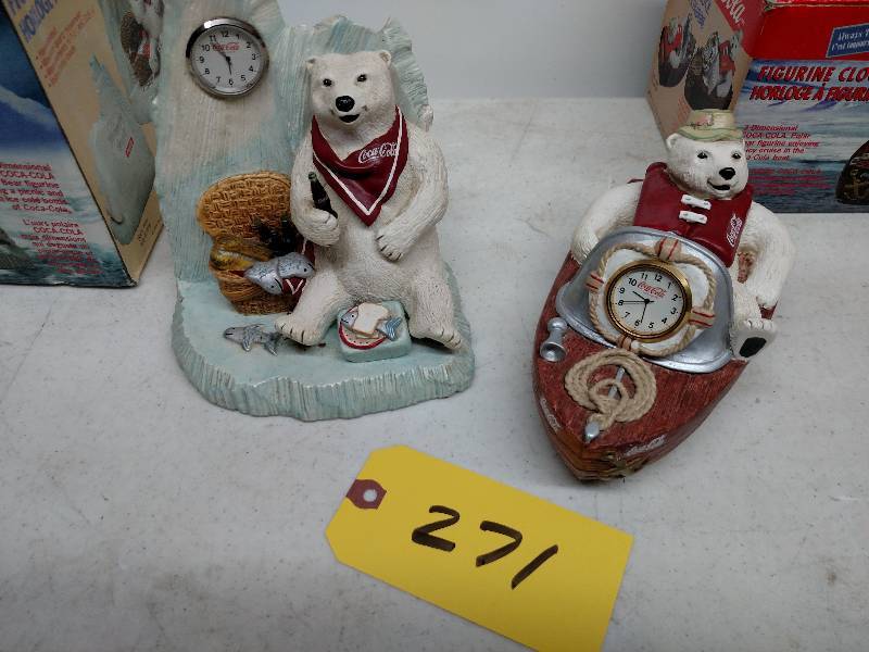lot 271 image: (2) Coca-Cola Figurine Clocks...