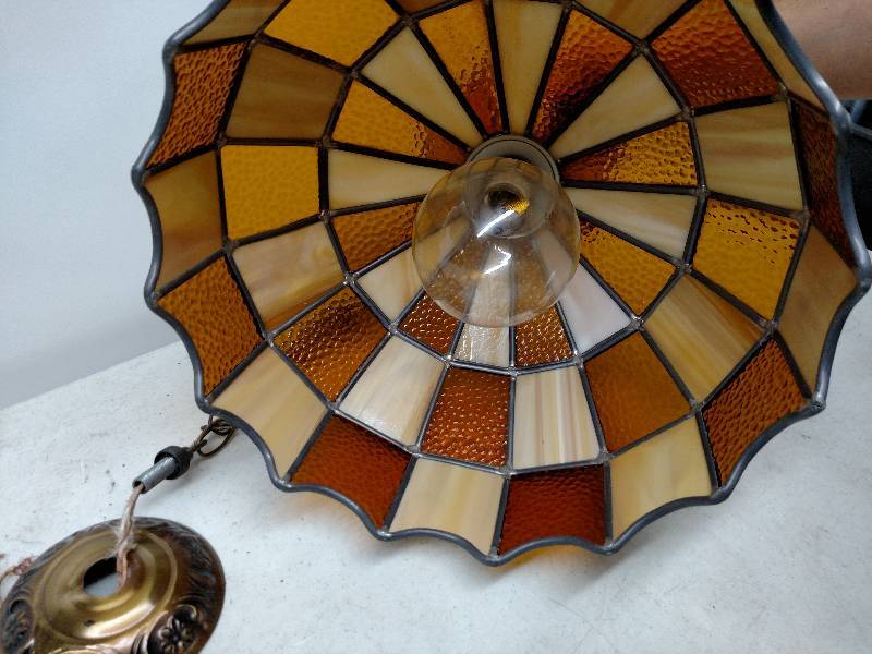 lot 452 image: Lead Glass Hanging Lamp, 16...
