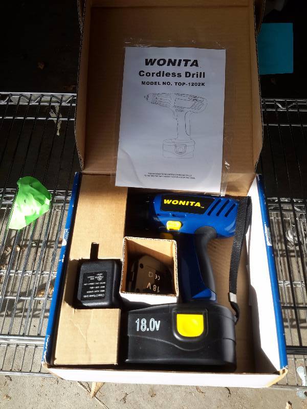 Wonita, 18 Volt Cordless Drill, Battery and Charger
