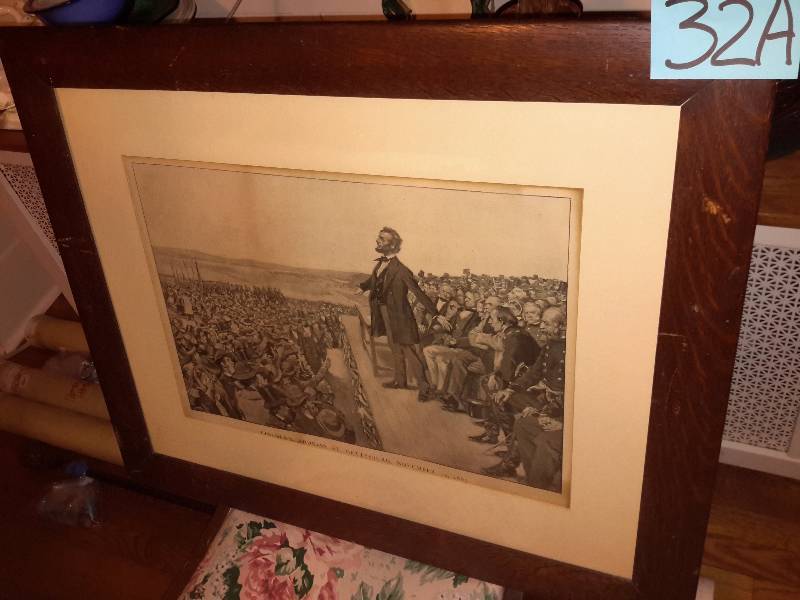 Old lithograph, entitled Lincolns Address at Gettysburg