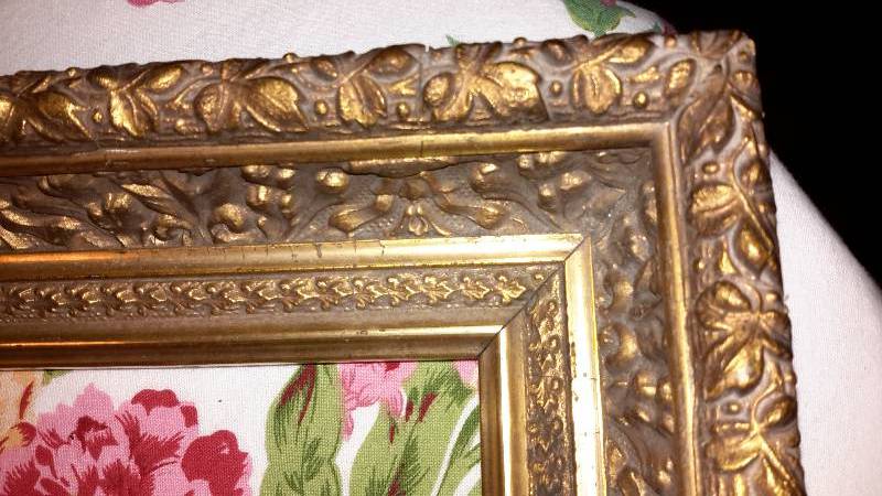 Ornate gilded frame, antique  16 x 14 