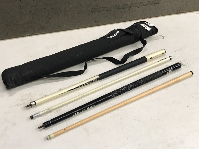 lot 8 image: (2) Pool Cues With Case