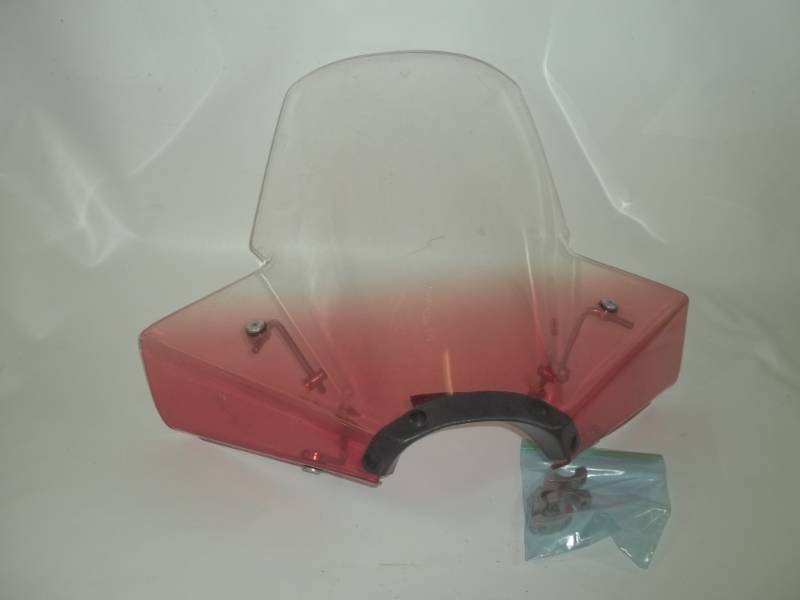 lot 30 image: Cycle or wheeler wind shield with mounting brackets.  Consignor said he had this on his wheeler