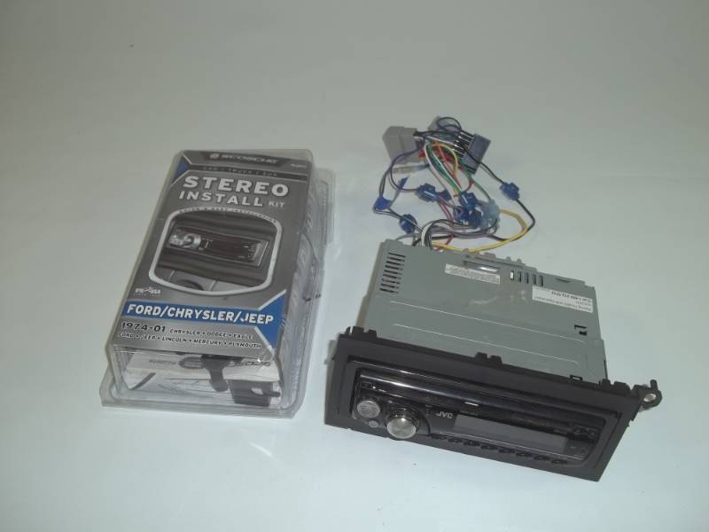 lot 34 image: JVC CD Car Radio With Install Kit  tested and works