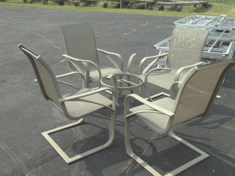 lot 61 image: Set of 4 Patio Chairs with table Frame
