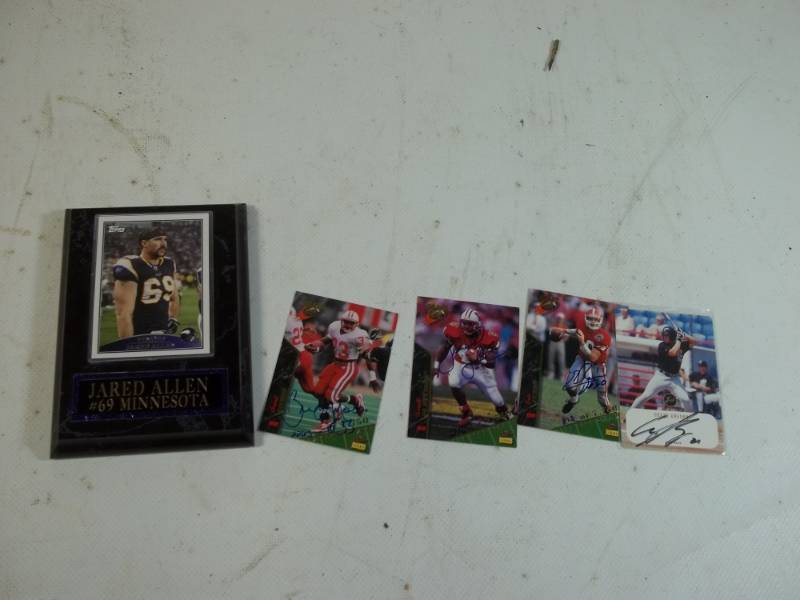 lot 168 image: Autographed Football Cards and Card Plaque