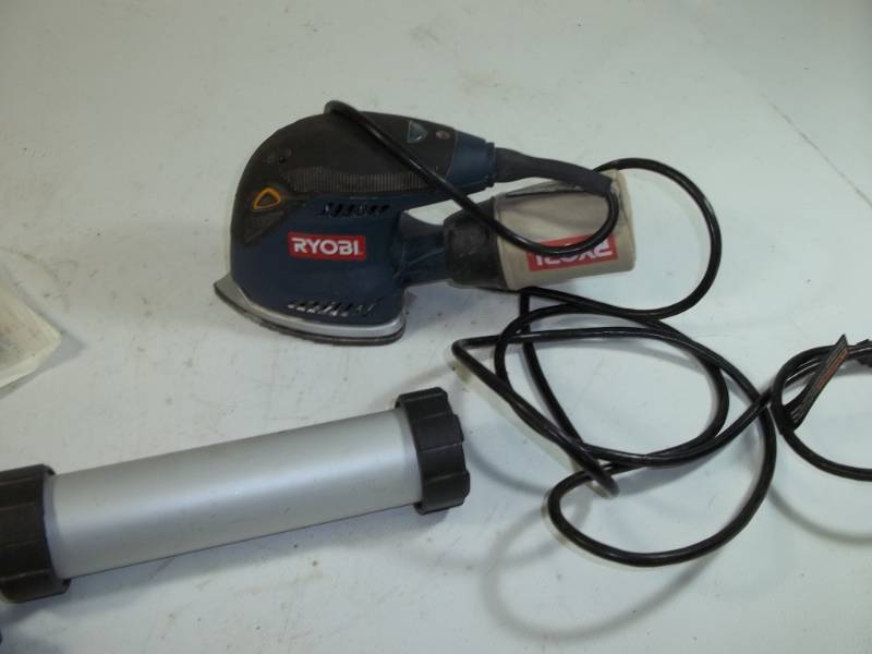 lot 181 image: Ryobi Sander with Router Table Plate and Caulking Gun
