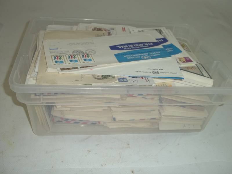lot 13 image: 12 Quart Tote Full of Stamps including some first day Issue