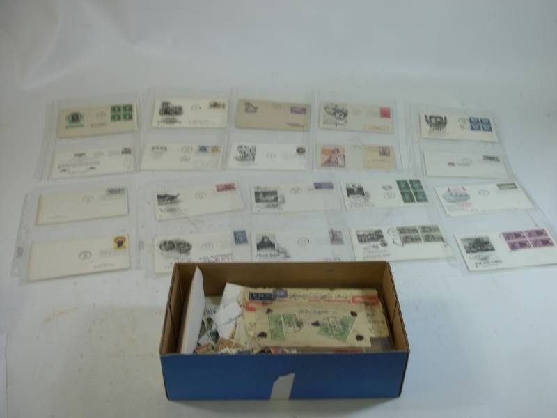 lot 198 image: First Day Issue Stamps with shoe Box of stamps