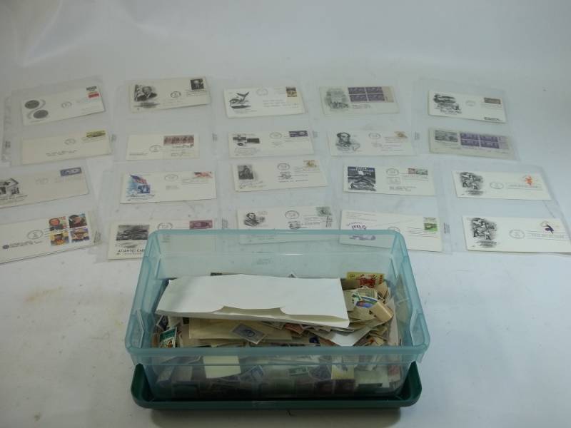 lot 199 image: First Day Issue Stamps with shoe Box of stamps