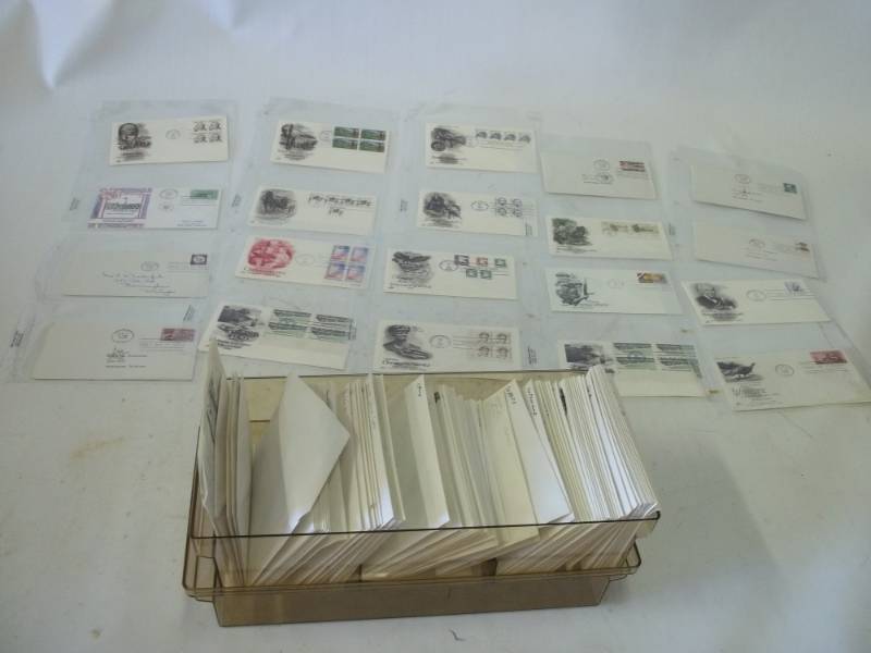 lot 204 image: First Day Issue Stamps with shoe Box of stamps