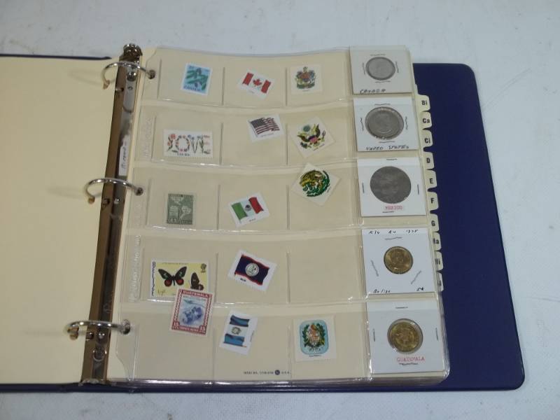 lot 207 image: Binder with Stamps Coins and Currency