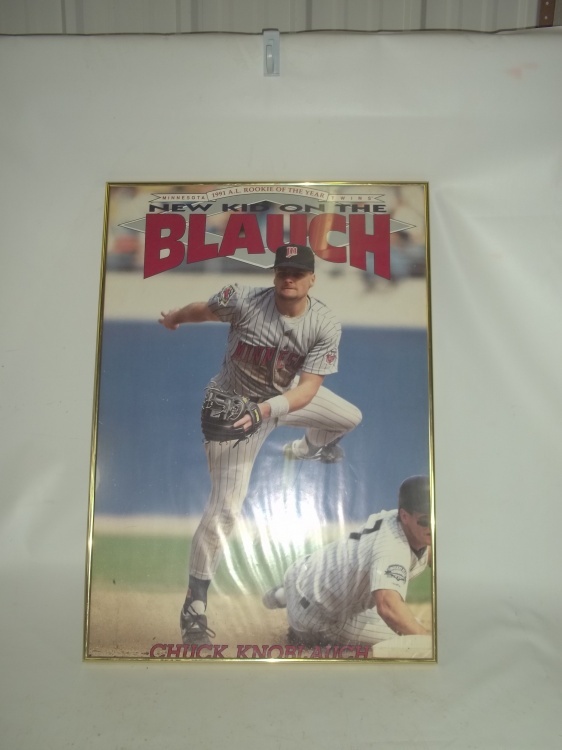 lot 269 image: 1991 MN Twins Rookie of the Year framed Poster Chuck Knoblauch