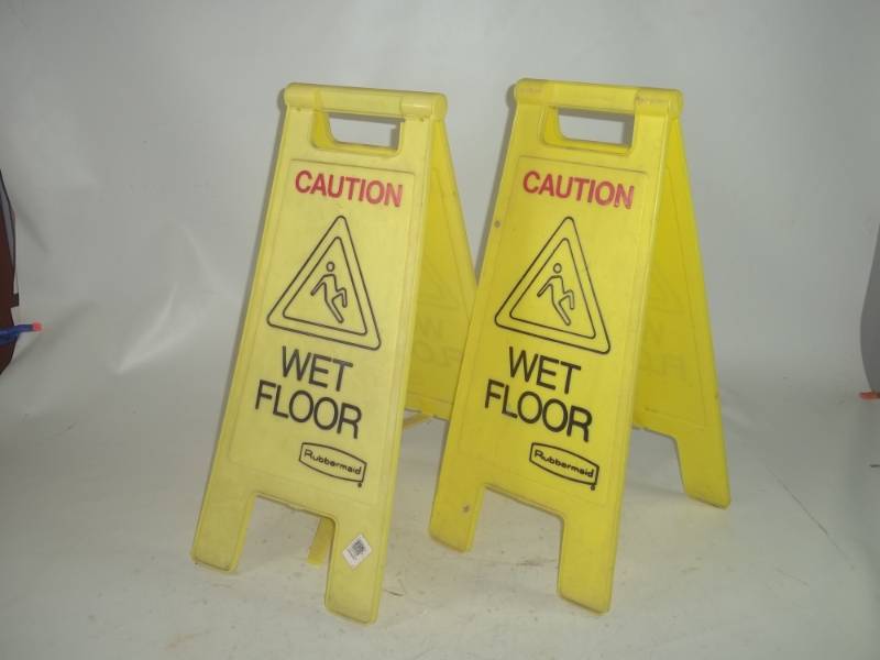 lot 274 image: Pair of wet floor signs