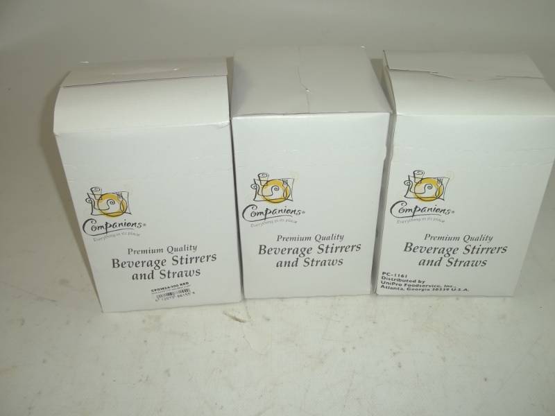 lot 276 image: 3 Boxes of Beverage Stirrers and Straws